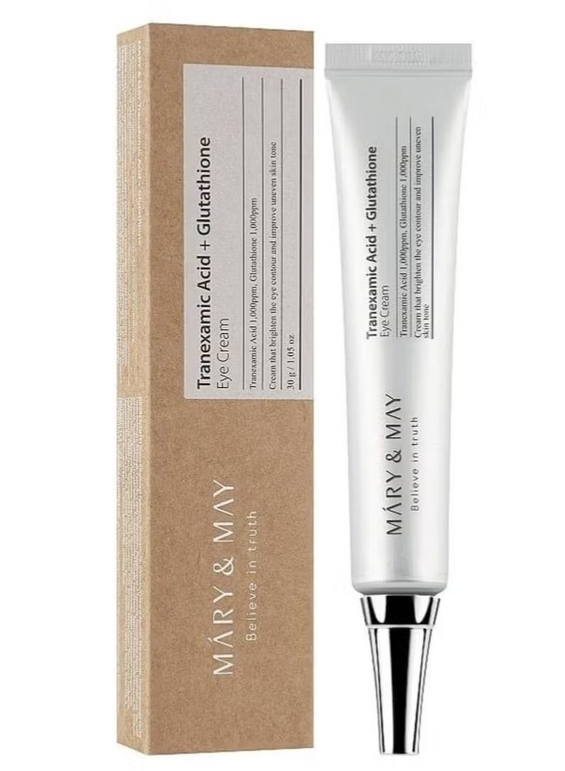 MARY & MAY Tranexamic Acid + Glutathione Eye Cream 30 g – Dark Circle Correcting & Brightening Eye Treatment (Original) - Image 1
