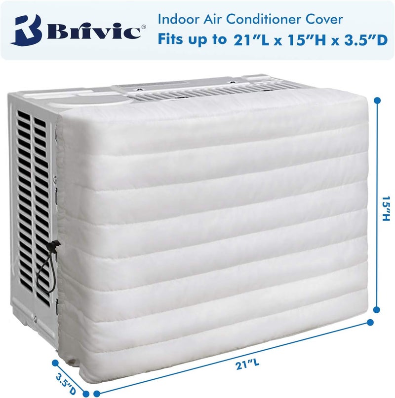 BRIVIC Indoor Air Conditioner Cover AC Cover for Inside Window Unit 21 x15 x 3.5 inches(L x H x D),White - Image 2