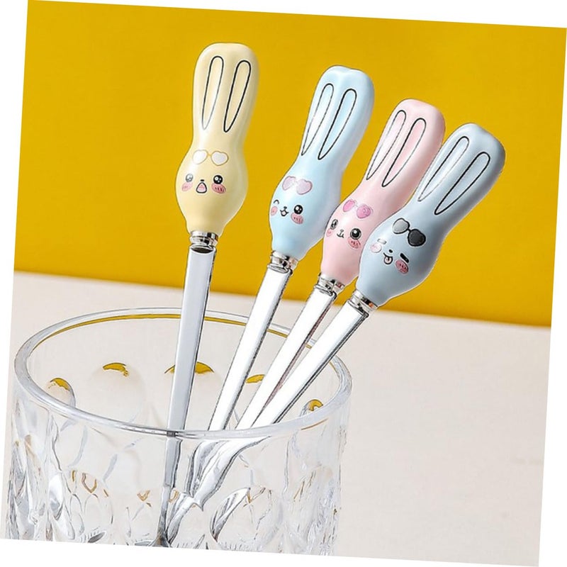 Stainless Steel Fork Spoon Set 4Pcs Cartoon Pattern Dessert Utensils For Home Restaurant - Image 3