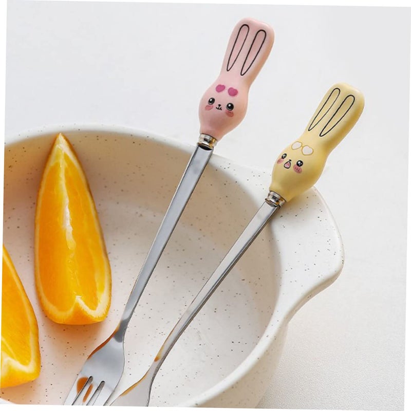 Stainless Steel Fork Spoon Set 4Pcs Cartoon Pattern Dessert Utensils For Home Restaurant - Image 4
