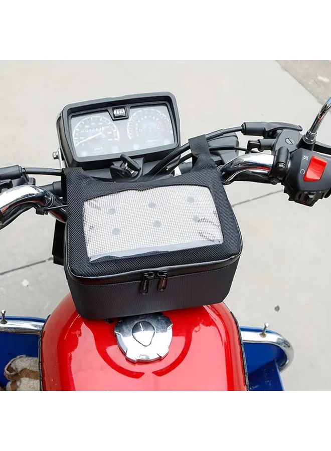 Motorcycle Electric Scooter Front Dashboard Bag With Touchscreen Holder Heavy Duty Handlebar Mount Smartphone Compatibility Secure Storage Compartment For Essentials Phone Keys Maps Slim Ride Design For Small Size - Image 2
