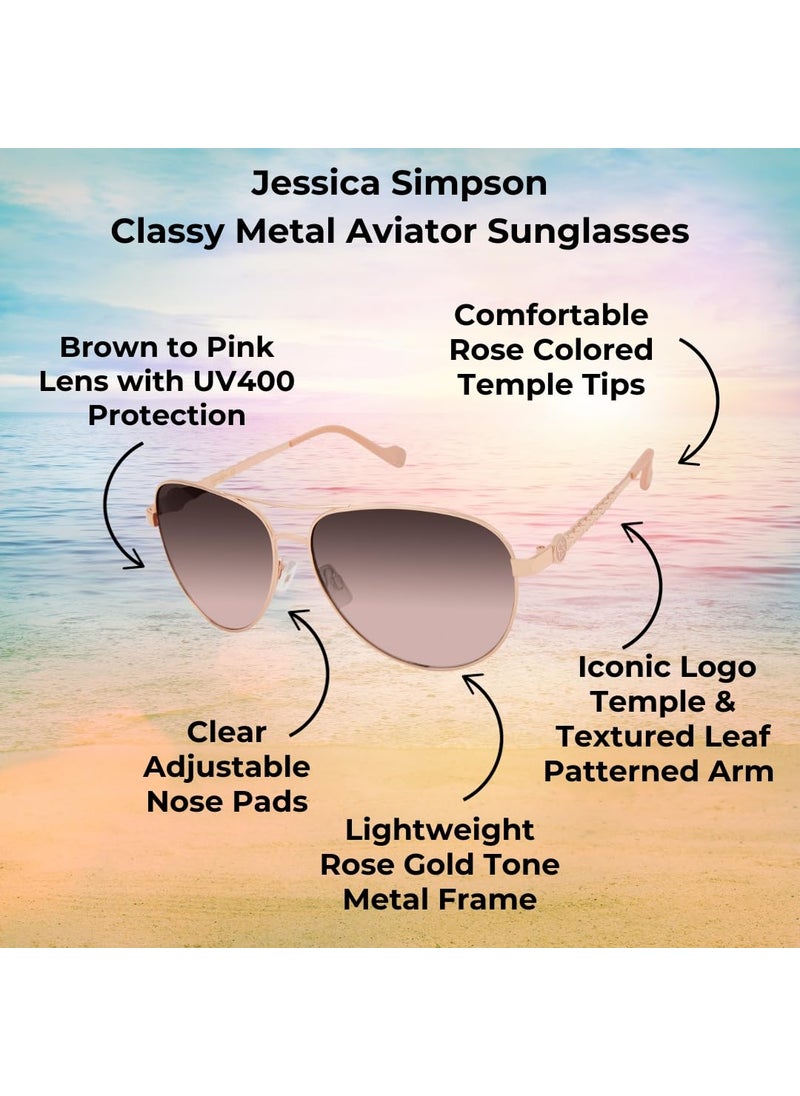Jessica Simpson Jessica Simpson Women's J5702 Elegant Metal Aviator Pilot Sunglasses with UV400 Protection- Glamorous Lightweight Sunglasses for Women, 61mm  - Image 5
