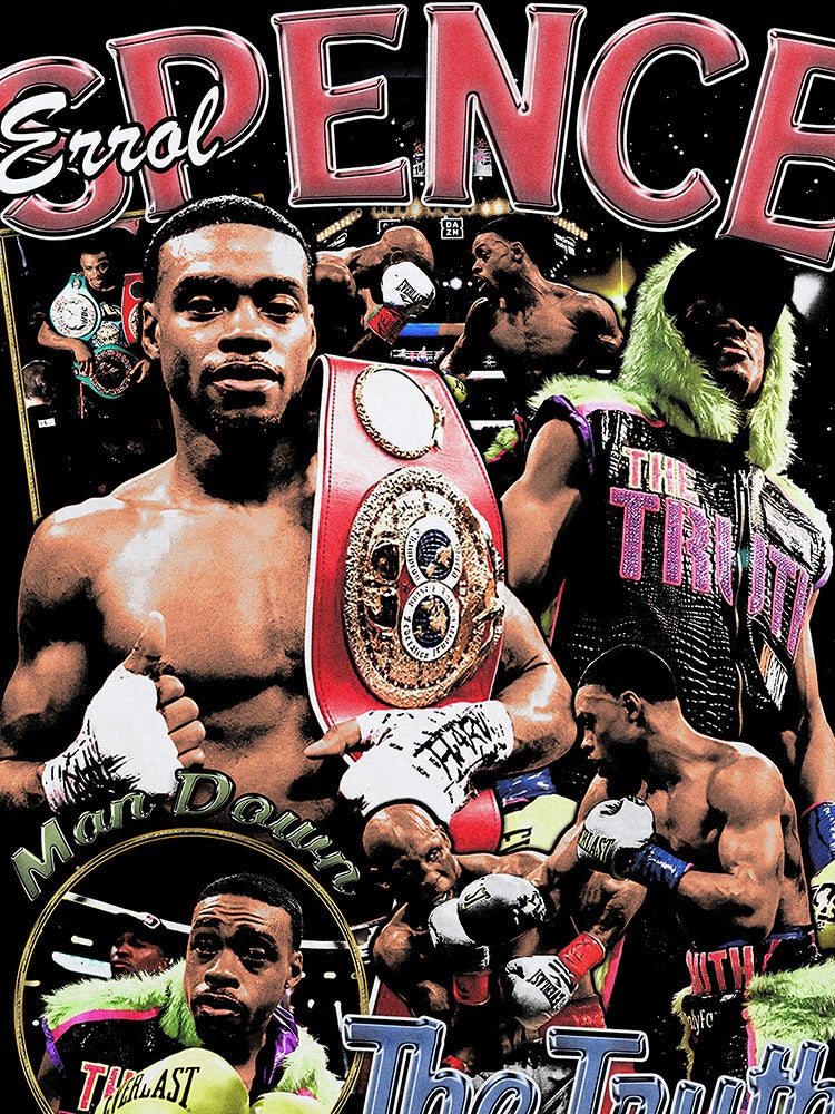 Washed Distressed T-Shirt Errol Spence Spence Boxing Champion Printed Heavy Cotton High Street Trendy Top - Image 2