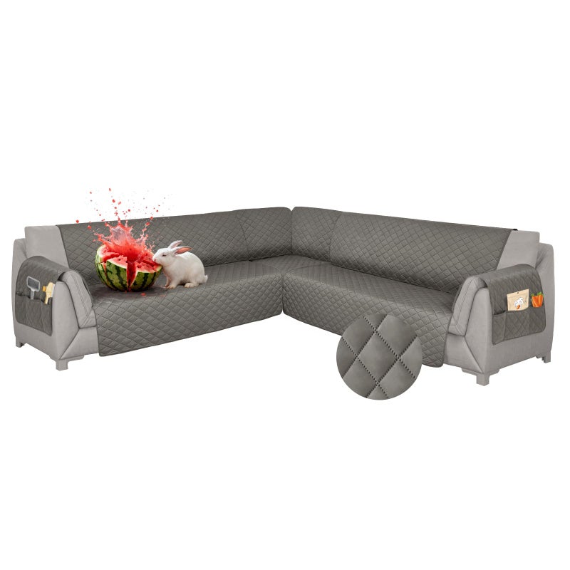 ROFASVCO Waterproof Sectional Couch Covers L Shape Sectional Sofa Covers for Pets Washable Non-Slip 6PCS U Shaped Sofa Slipcovers Dog Couch Cover Corner Furniture Protector (XX-Large, Gray) - Image 1