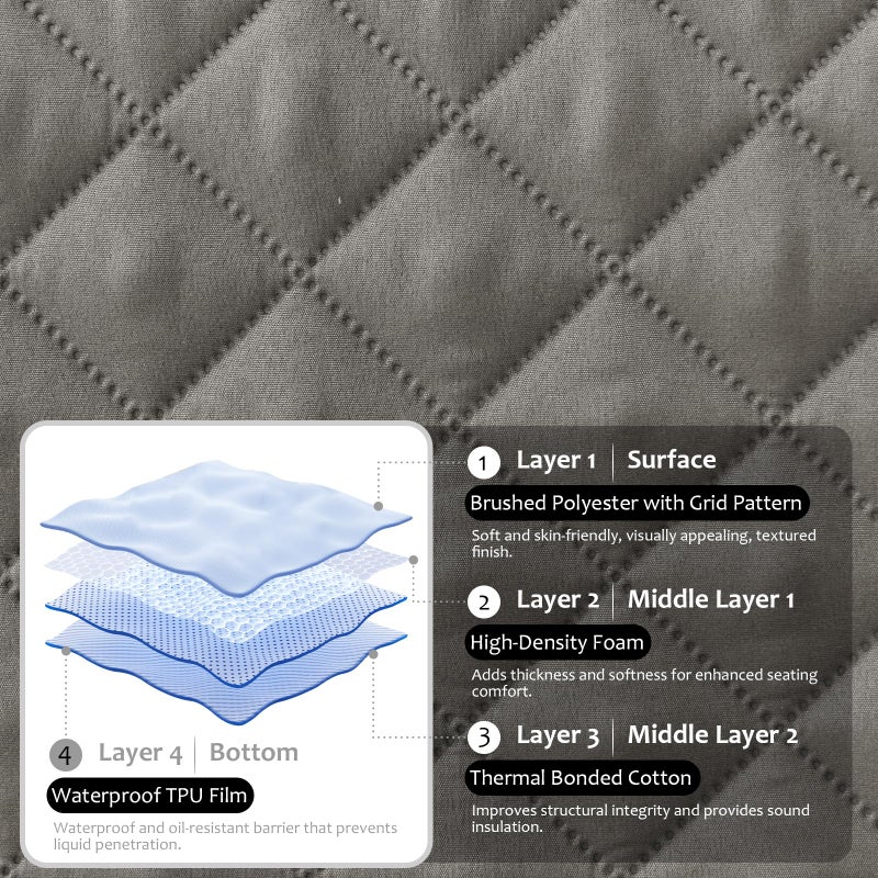 ROFASVCO Waterproof Sectional Couch Covers L Shape Sectional Sofa Covers for Pets Washable Non-Slip 6PCS U Shaped Sofa Slipcovers Dog Couch Cover Corner Furniture Protector (XX-Large, Gray) - Image 5