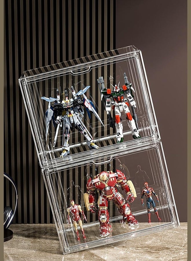 JCB CHIC Clear Acrylic Display Case with Magnetic Door,Display Storage Box Countertop Cube with 3 Tier Removable Ladder Shelves,Dustproof Protection Showcase for Action Figures, Toys, Collectibles,3PCS  - Image 5