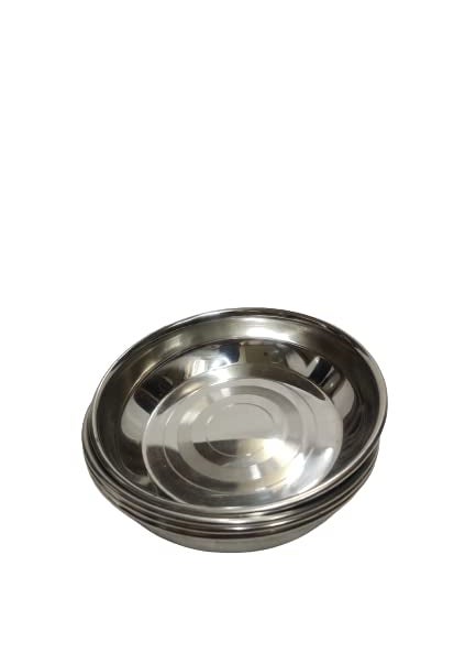 Dynore Dynore Stainless Steel Heavy Gauge Halwa PlatesDessert PlatesChutney PlateServing Plate Set of 4  - Image 4