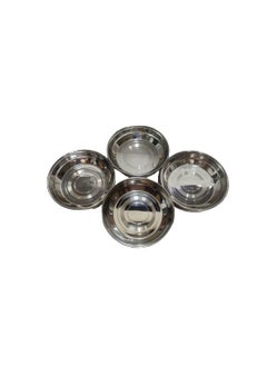 Dynore Dynore Stainless Steel Heavy Gauge Halwa PlatesDessert PlatesChutney PlateServing Plate Set of 4  - Image 1