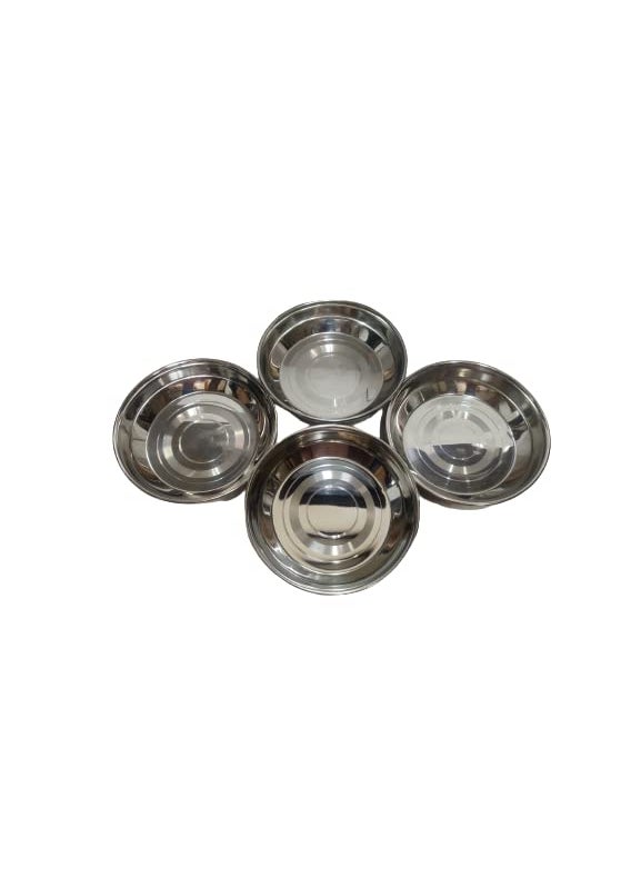 Dynore Dynore Stainless Steel Heavy Gauge Halwa PlatesDessert PlatesChutney PlateServing Plate Set of 4  - Image 1