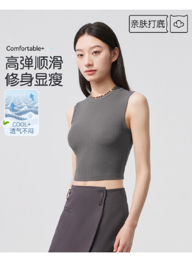 MIIOW Women'S Ribbed Round Neck Sleeveless Solid Color Camisole For Layering Or Outerwear - Image 1