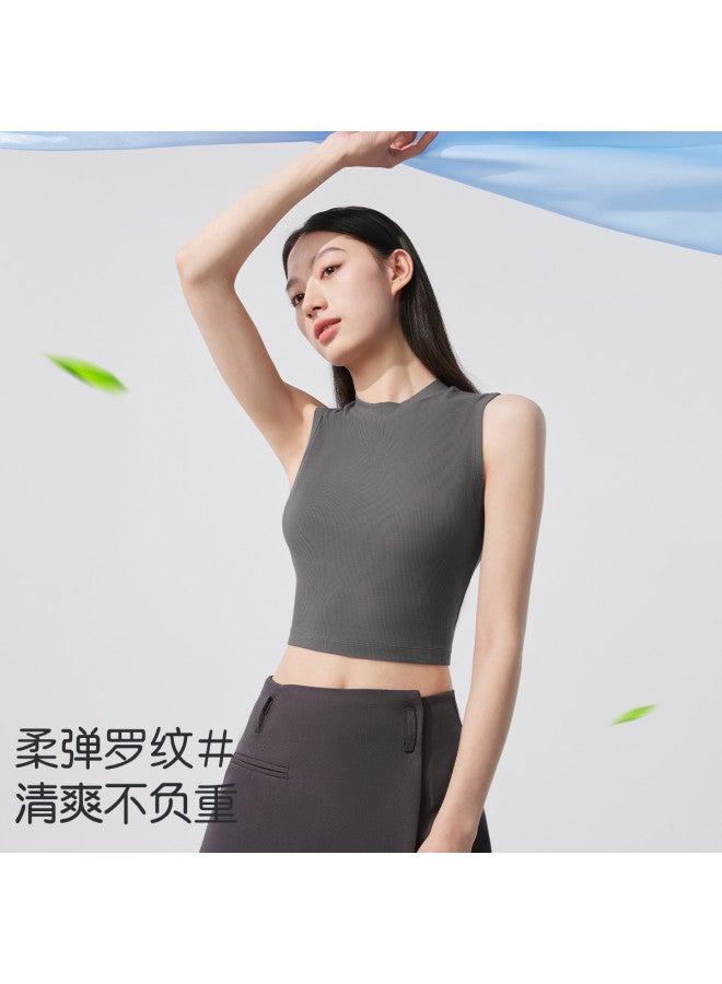 MIIOW Women'S Ribbed Round Neck Sleeveless Solid Color Camisole For Layering Or Outerwear - Image 4