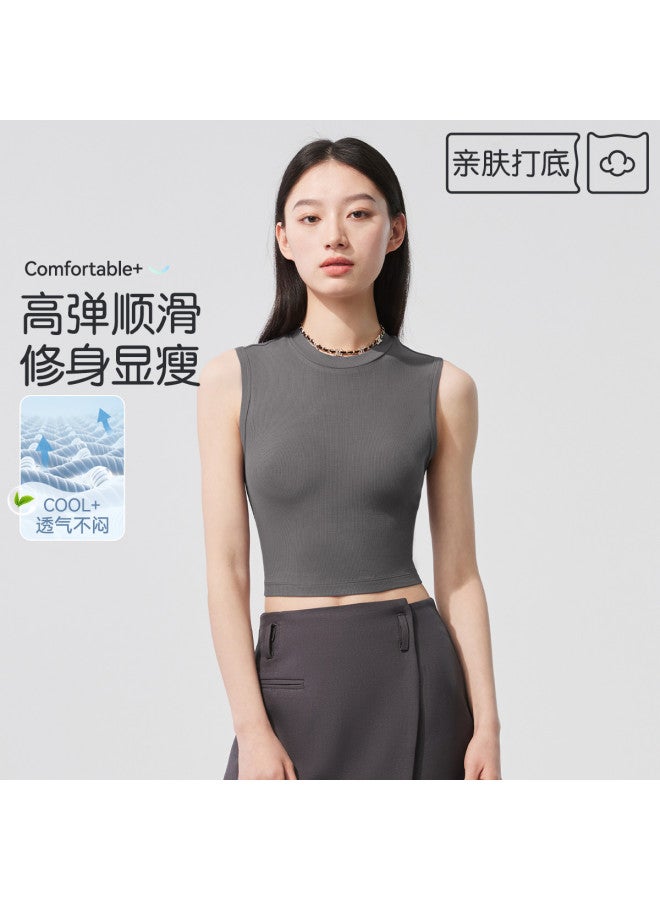 MIIOW Women'S Ribbed Round Neck Sleeveless Solid Color Camisole For Layering Or Outerwear - Image 2