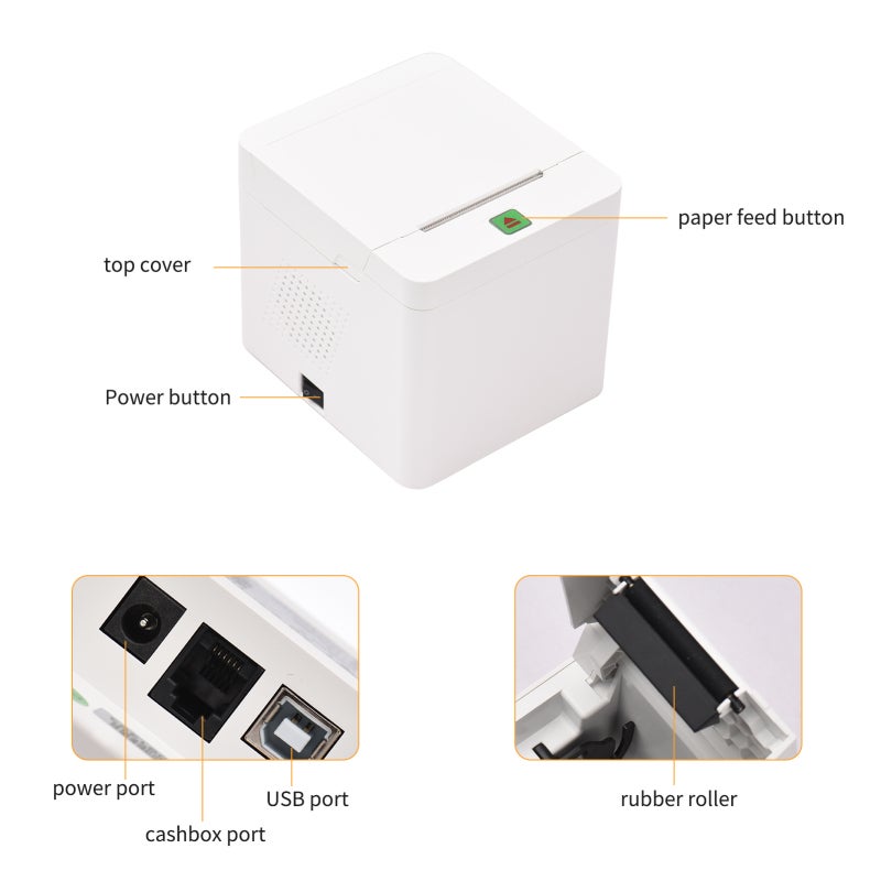 Mini Thermal Receipt Printer 12-58mm Adjustable Paper Width Portable Label Maker - 100mm/s Print Speed BT USB Thermal Printer for Commercial Retail Warehouse Labeling - Image 2