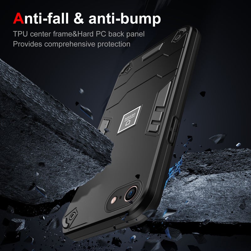 HuHa Protective Cover For iPhone SE 2022 / SE 2020 2 in 1 Shockproof Phone Case(Black) - Image 3