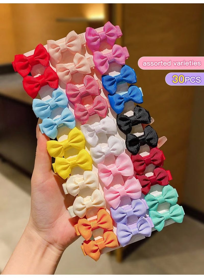 30PCS Mini Hair Bows for Little Girls – 1.4 Inch Grosgrain Ribbon Bow Clips, Fully Lined Alligator Hair Accessories for Infants & Toddlers (15 Color Pairs) - Image 1