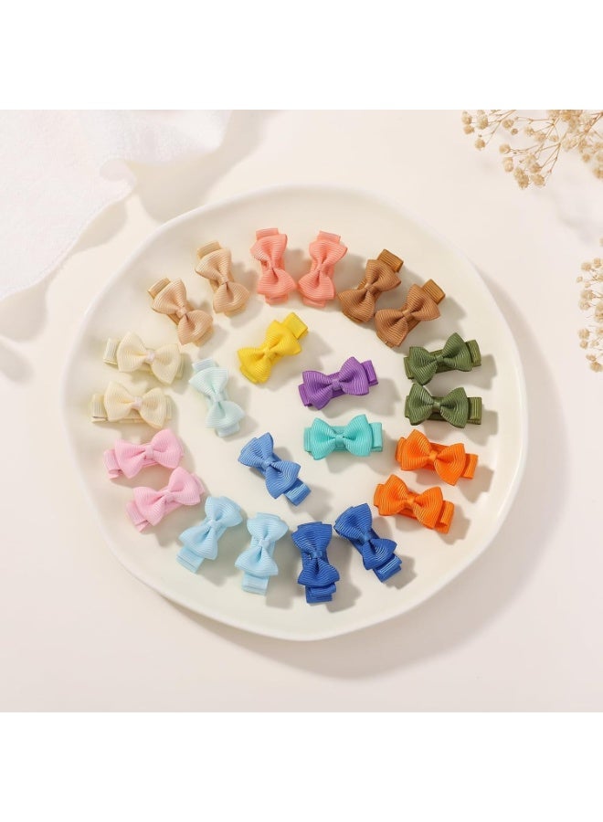 30PCS Mini Hair Bows for Little Girls – 1.4 Inch Grosgrain Ribbon Bow Clips, Fully Lined Alligator Hair Accessories for Infants & Toddlers (15 Color Pairs) - Image 4