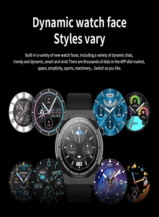 AROAQ Porsche Design GT3 MAX Smartwatch 1.45″ HD Round Display, BP Monitor, SpO2, NFC, Heart Rate, Fitness Tracker, Waterproof – Gray - Image 5