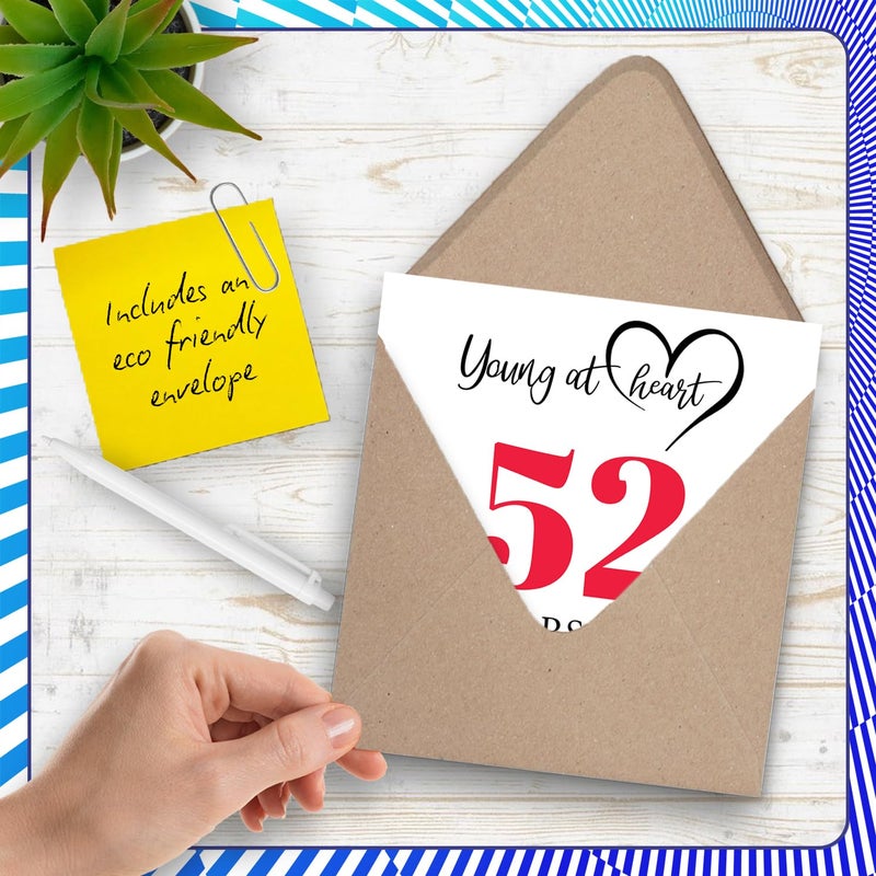 Stuff4 52nd Birthday Cards for Women Men - Young at Heart - Happy Birthday Card for 52 Year Old Woman Man Husband Cousin Brother Aunt  5.7 Inch Bday Greeting Cards - Image 5