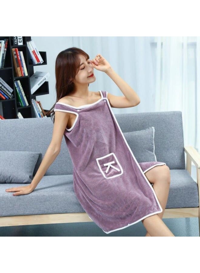 Multifunctional Women Travel Casual Bath Towel Soft Absorbent Bathrobe Bow Pocket Bath Skirts Beach Towels