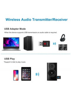 SZMDLX USB Bluetooth 5.0 Transmitter Receiver 4 in 1, Portable Wireless Audio Transmitter/Receiver, Adapter, Ideal Wireless Audio Auxiliary Adapter for Various Purposes, Plug and Play  - Image 1