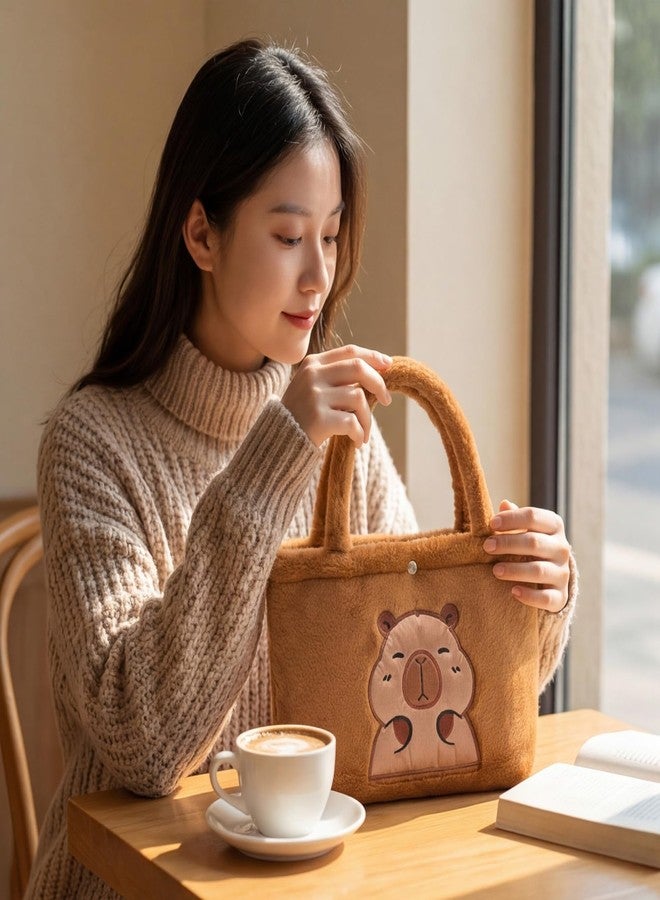 Capybara Plush Tote Bag for Women - 11.8x7.9 Inch Animal Capybara Wallet Style Outdoor Casual Capybara Wallet Bag women gift - Image 3
