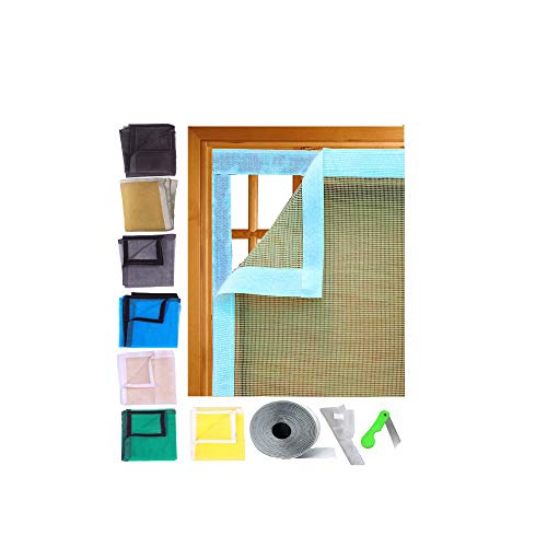 SAI PRASEEDA Fibreglass Mosquito Net for Windows 35 x 47 Inch_90 x120 Cm_3 x 4 Feet Ivory Color with Adhesive Hook and Loop Stitched to Net SP1 - Image 1