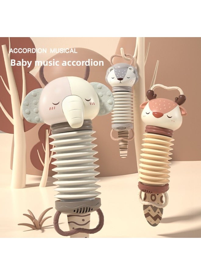 Generic - Children's Cartoon Elephant Lion Deer Accordion Music Caterpillar Baby Pacifying Musical Instrument Early Education Toy-Color:Elephant Musical Accordion (color Box Packaging) - Image 1