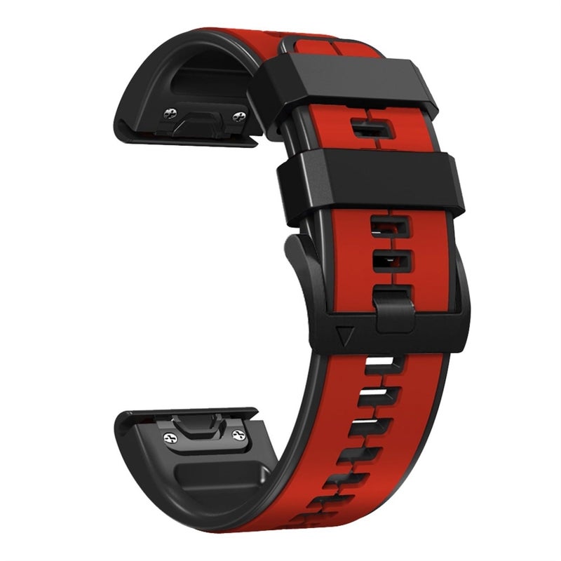 OUTVI 22 quick fit watch band compatible with garmin fenix 5 6 7 pro Solar Epix Pro Gen 2 47mm only Forerunner 935 745 965 955 Sturdy silicone 22mm sport watch bands replacement men RED BLACK - Image 1
