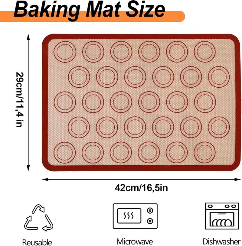 PureBake حصيرة خبز سيليكون 40x30 سم، سميكة جداً، غير لاصقة، مقاومة للحرارة، قابلة لإعادة الاستخدام، أدوات خبز، بسكويت، فطائر، بيتزا، ملحقات الخبز، خالية من BPA، سهلة التنظيف - (1 قطعة بني) - Image 2