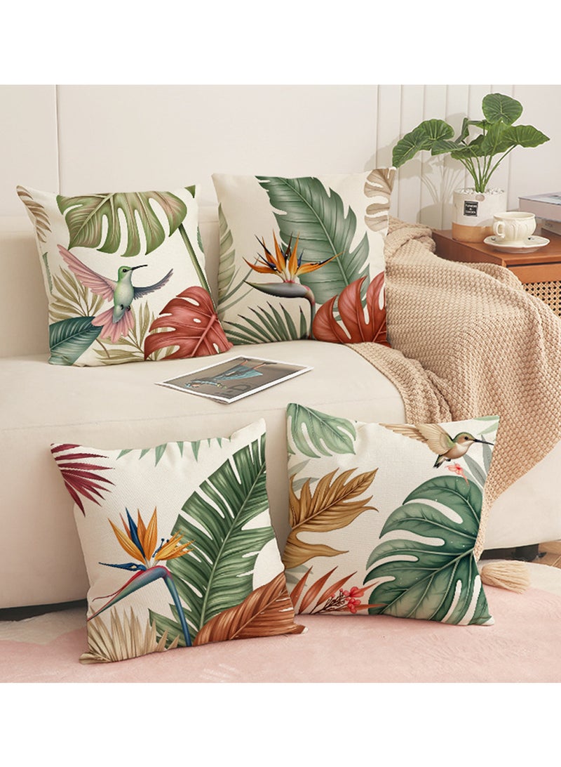Bincoo Pillow Covers Set of 4, Throw Pillow Cover, Decorative Nature Plant Cushion Covers, For Living Room Sofa Couch Bed Pillowcases Home Garden Outdoor Decor 45 x 45 CM - Image 1
