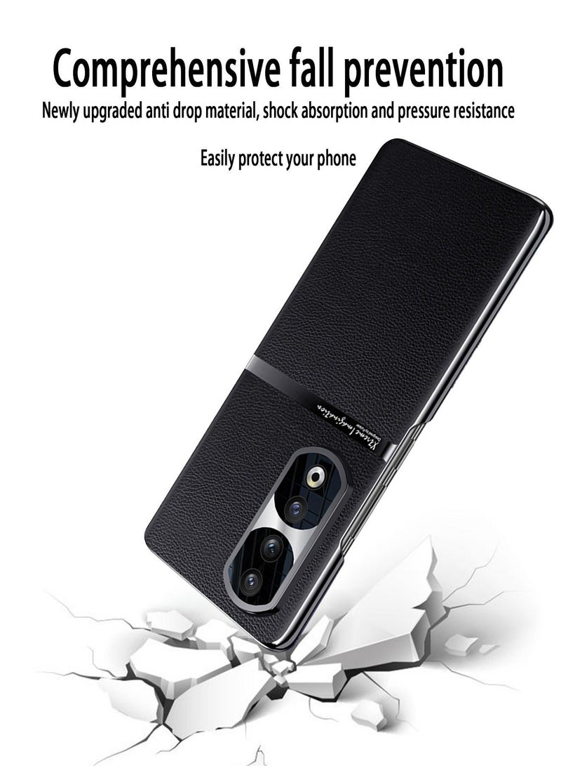 X-level Honor 90 Pro Case Cover with TPU Leather Camera Metal Len Protector 3 in 1 Anti-Scratch Anti-drop Anti-fingerprint slim light Protective Shockproof Back Cover For Honor 90 Pro Mobile Phone Accessory - Image 3