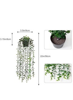 Generic 3 Pieces Artificial Hanging Plants - Eucalyptus Potted Plants for Office Farmhouse, Fake Leaves Pendant Plants, Indoor Outdoor Wedding Home Decor  - Image 2