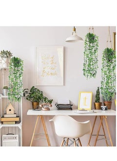 Generic 3 Pieces Artificial Hanging Plants - Eucalyptus Potted Plants for Office Farmhouse, Fake Leaves Pendant Plants, Indoor Outdoor Wedding Home Decor  - Image 3