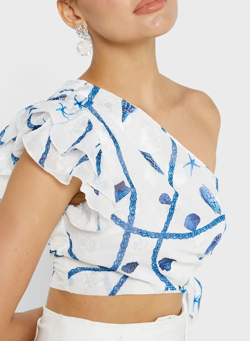 Ginger One Shoulder Printed Top