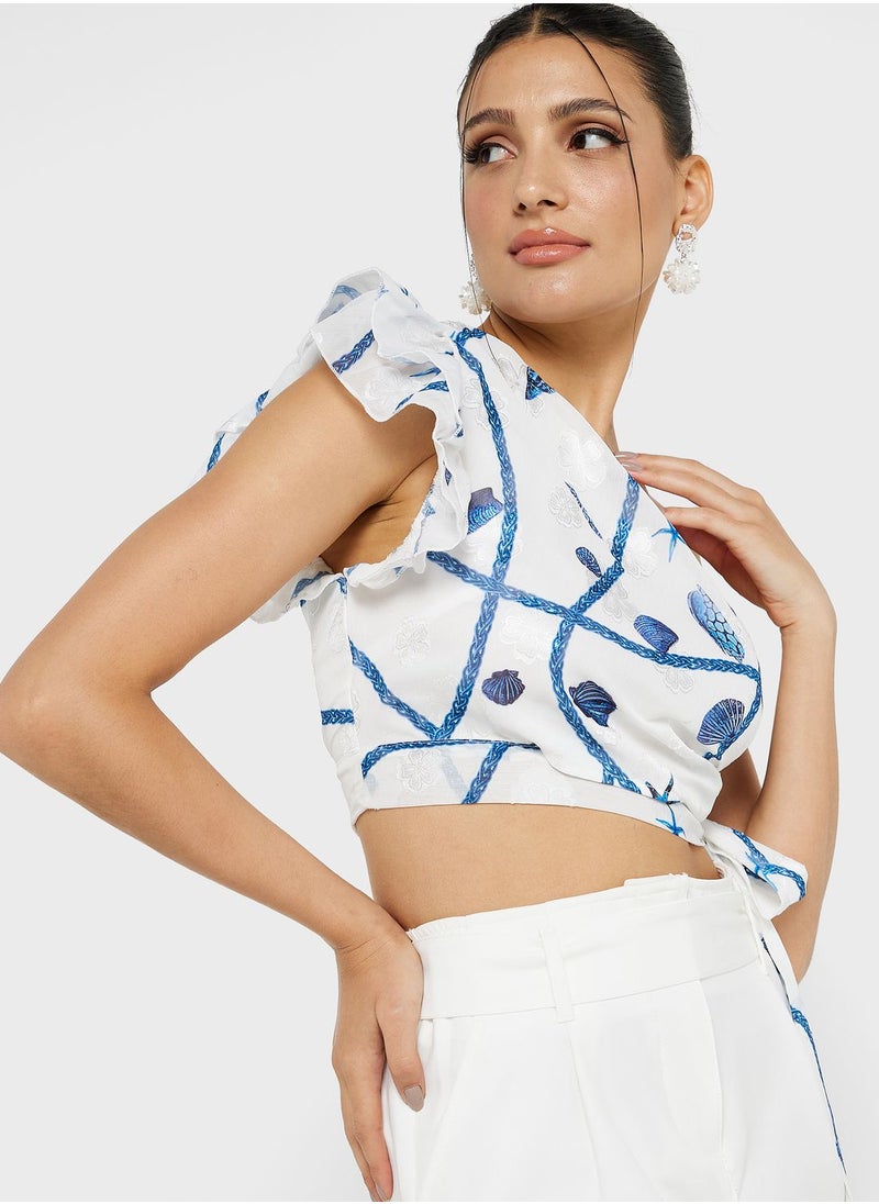 Ginger - One Shoulder Printed Top - Image 1