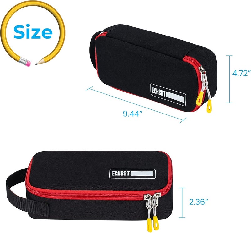 ECHSRT Large Pencil Case, Aesthetic Pen Pouch with Big Capacity, Minimalist Portable Stationery Bag with Handle for Office Organizer Aesthetic Pencil Cases - Image 2