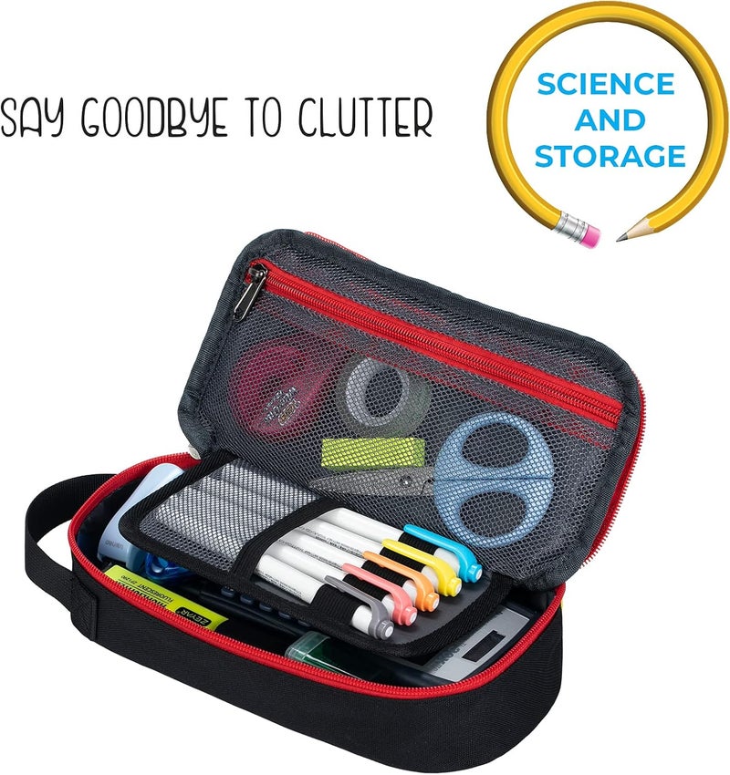 ECHSRT Large Pencil Case, Aesthetic Pen Pouch with Big Capacity, Minimalist Portable Stationery Bag with Handle for Office Organizer Aesthetic Pencil Cases - Image 4