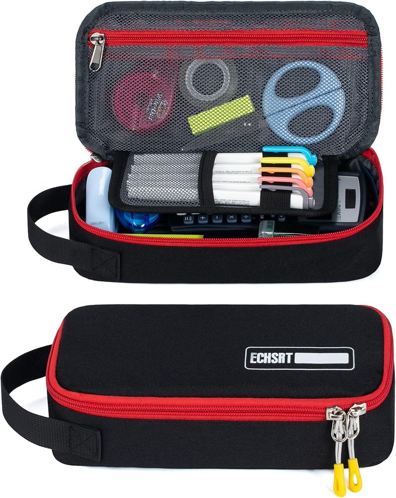 ECHSRT Large Pencil Case, Aesthetic Pen Pouch with Big Capacity, Minimalist Portable Stationery Bag with Handle for Office Organizer Aesthetic Pencil Cases - Image 1