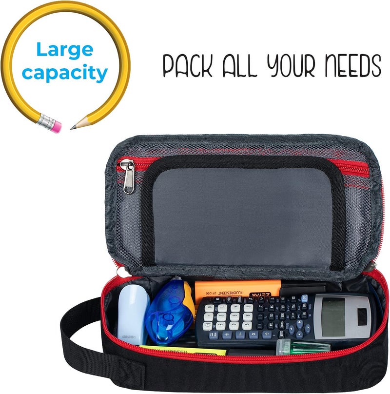 ECHSRT Large Pencil Case, Aesthetic Pen Pouch with Big Capacity, Minimalist Portable Stationery Bag with Handle for Office Organizer Aesthetic Pencil Cases - Image 5