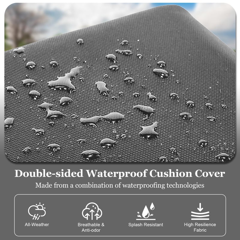 SUKAIKEQA Waterproof 3-Piece Patio Sofa Cushion Cover Set - Replacement Covers for Outdoor Wicker Furniture, Bench & Seat Cushions with 4pcs Throw Pillow Cover - Image 3