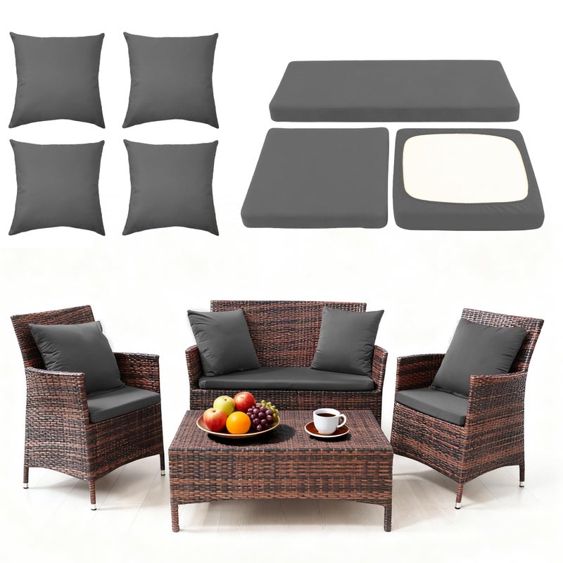 SUKAIKEQA Waterproof 3-Piece Patio Sofa Cushion Cover Set - Replacement Covers for Outdoor Wicker Furniture, Bench & Seat Cushions with 4pcs Throw Pillow Cover - Image 1