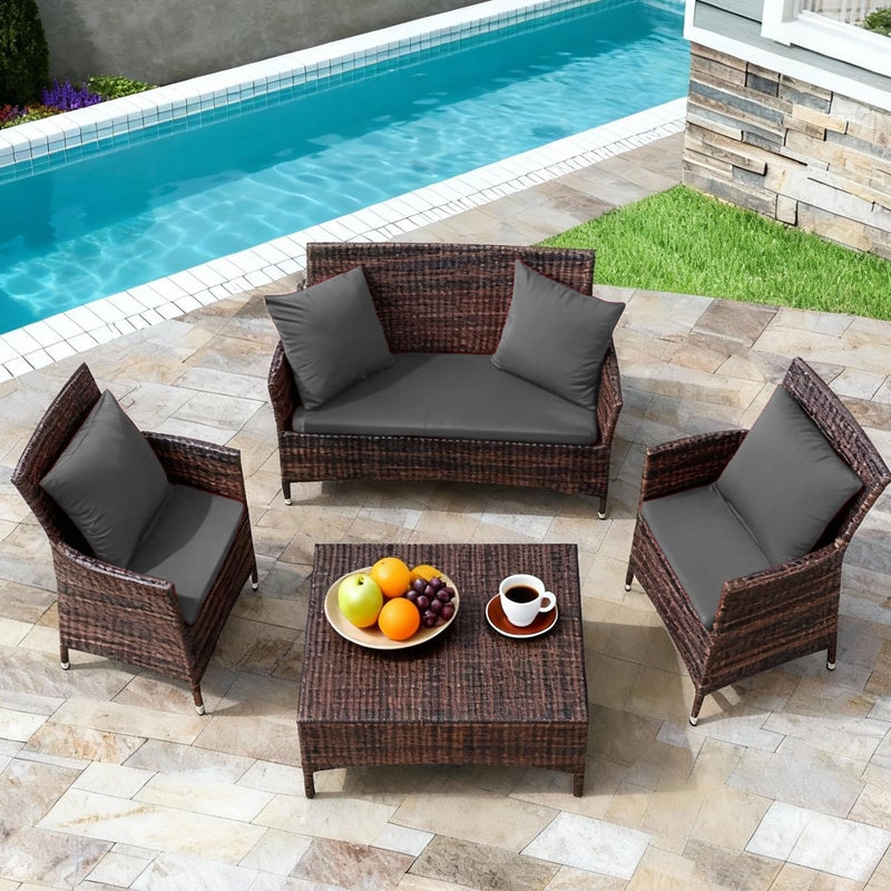 SUKAIKEQA Waterproof 3-Piece Patio Sofa Cushion Cover Set - Replacement Covers for Outdoor Wicker Furniture, Bench & Seat Cushions with 4pcs Throw Pillow Cover - Image 5