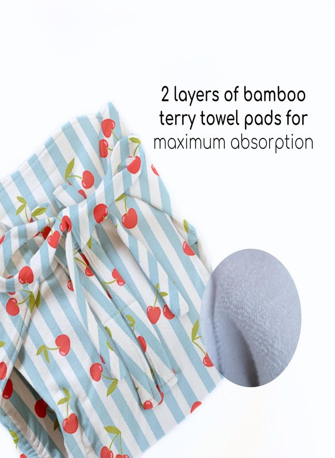 Cocoon Care Organic Bamboo Cotton Baby Nappies | Soft, Breathable & Reusable Cloth Diapers | Newborn Essentials For Boys & Girls | Printed Wrapping Style Nappy | Cherry | 0-3 Months - Image 4