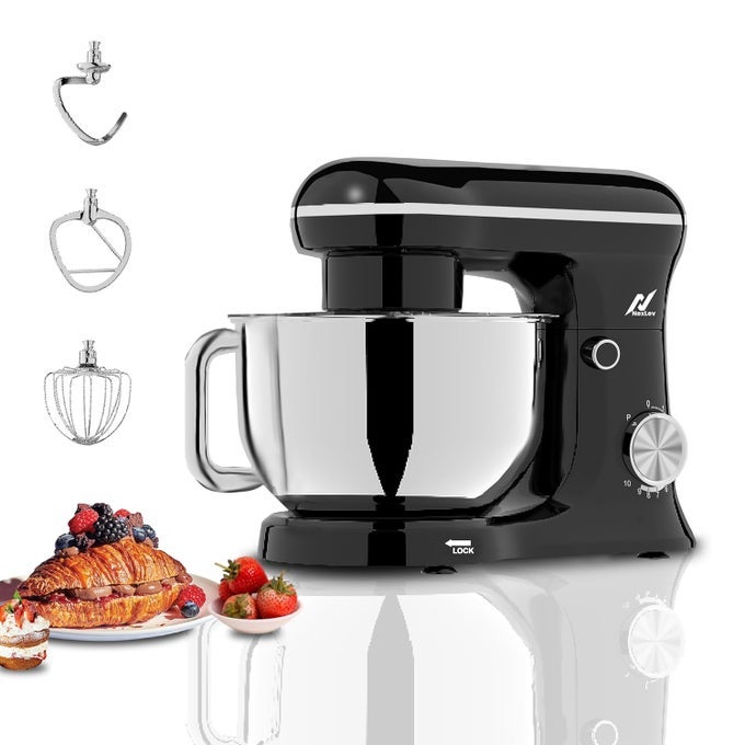 STAND MIXER 1500W 55L SS BOWL 10 SPEED SETTING PULSE FUNCTION WHISK BEATER DOUGH HOOK PLANETARY ROTATION PERFECT FOR ROTI COOKIE DOUGH CAKE MAKING 100 COPPER MOTOR ST01