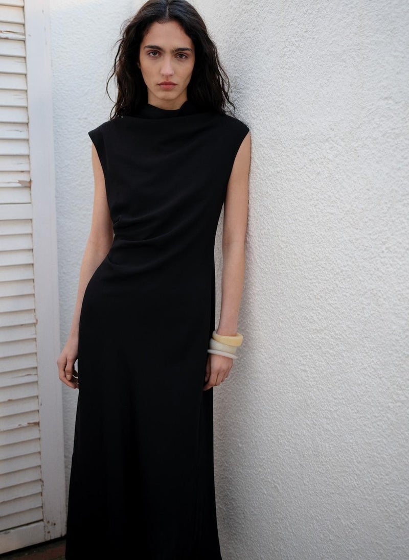 MANGO - A-Line Dress With Draped Waist - Image 1