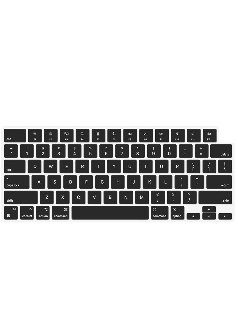 English Keyboard Cover Skin for 2022 MacBook Air 13.6 inch M2 Chip & 2023 /2021 MacBook Pro 14.2 inch 16.2 inch M2 M1 Pro Max A2779 /A2442 /A2780 /A2485 Ultra Thin Silicone Protector Black - Image 1