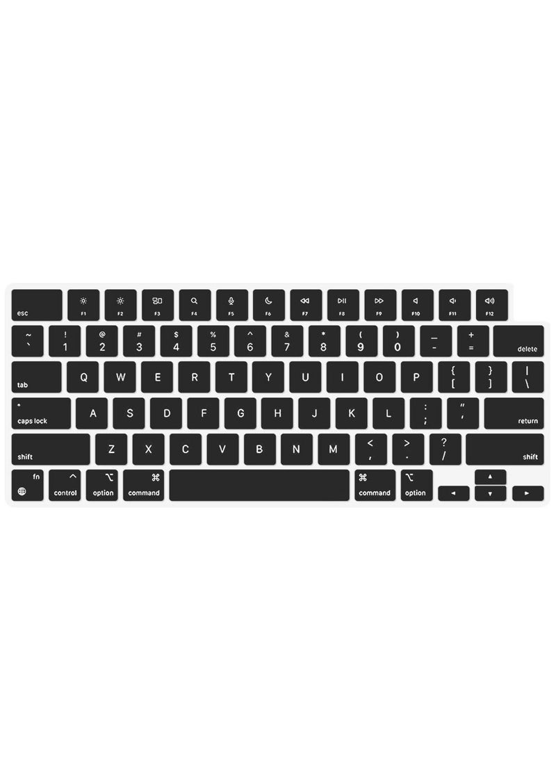 English Keyboard Cover Skin for 2022 MacBook Air 13.6 inch M2 Chip & 2023 /2021 MacBook Pro 14.2 inch 16.2 inch M2 M1 Pro Max A2779 /A2442 /A2780 /A2485 Ultra Thin Silicone Protector Black - Image 3