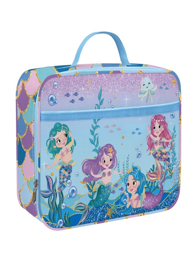 Clastyle Clastye Mermaid Princess Lunch Box for Girls Blue Sea Insulated Lunch Bag for Kids Large Portable School Lunch Cooler Bag Outdoor Picnic, Lightweight Easy to Clean - Image 1