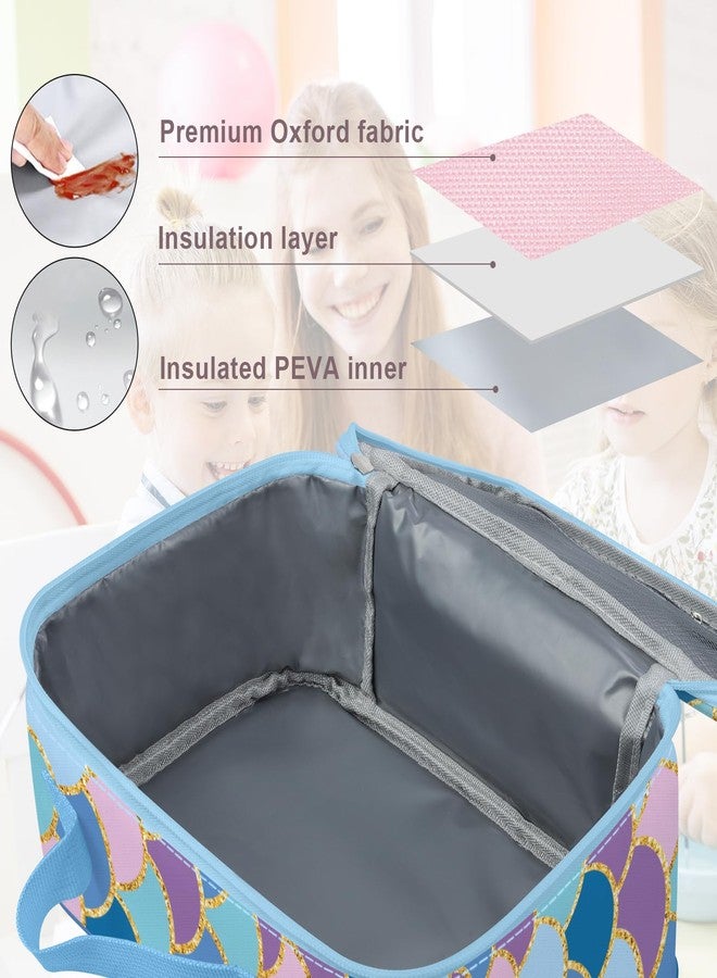 Clastyle Clastye Mermaid Princess Lunch Box for Girls Blue Sea Insulated Lunch Bag for Kids Large Portable School Lunch Cooler Bag Outdoor Picnic, Lightweight Easy to Clean - Image 5