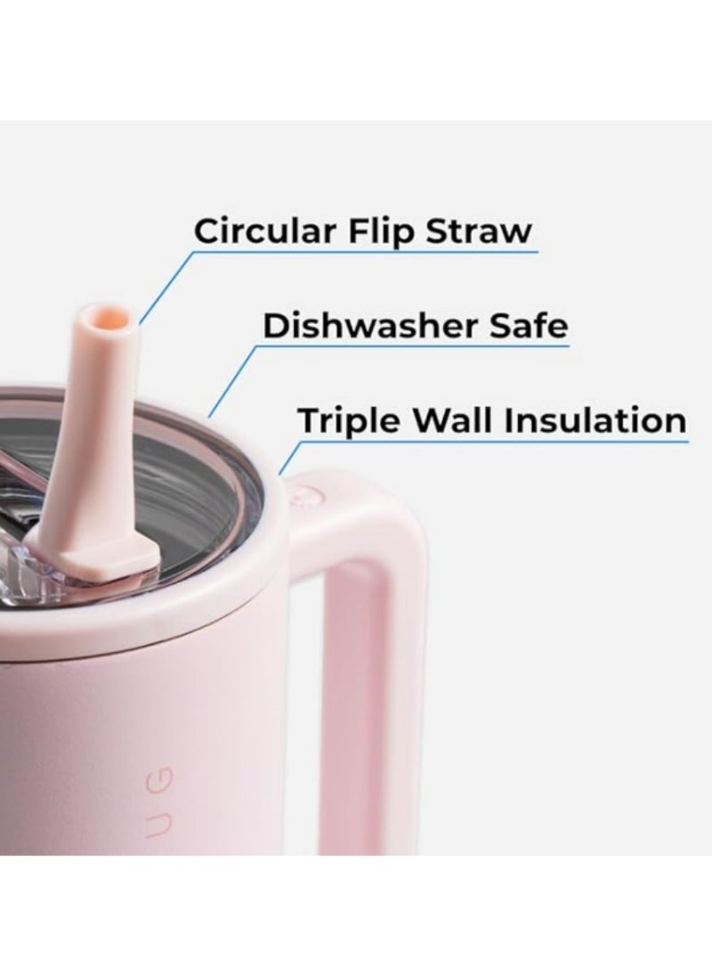 HydroJug - HydroJug Traveler - 32 oz Water Bottle with Handle & Flip Straw - Fits in Cup Holder, Leak Resistant Tumbler-Reusable Insulated Stainless Steel & Rubber Base - Gifts for Women & Men, Bubblegum - Image 1